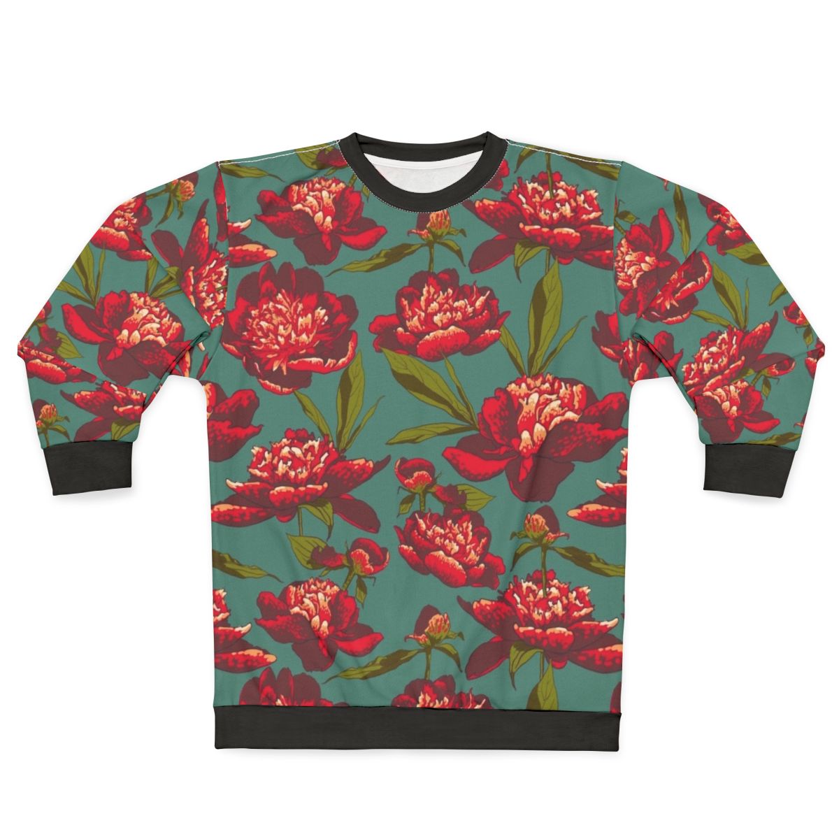 Elegant floral peony pattern sweatshirt