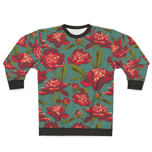Elegant floral peony pattern sweatshirt