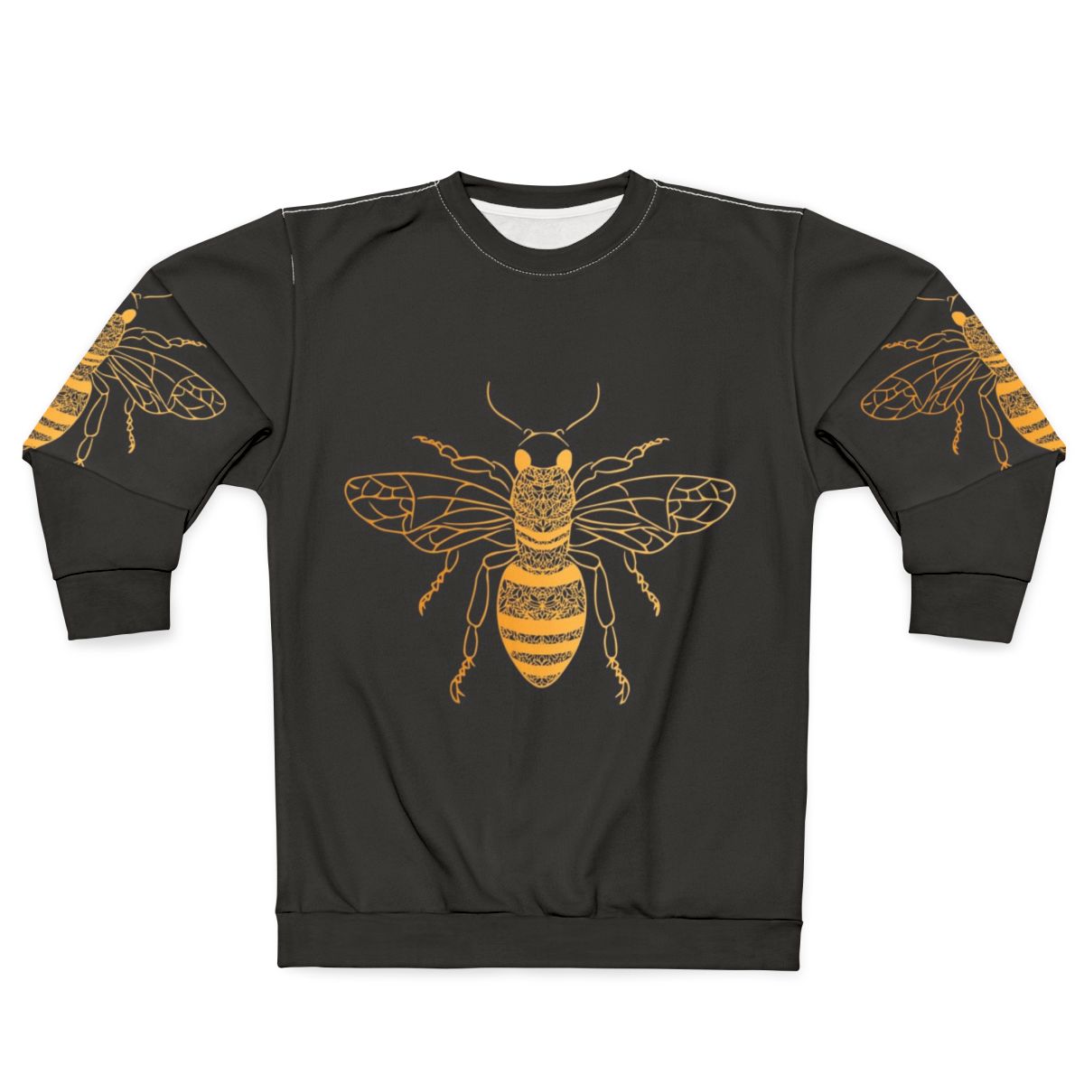 Floral golden honey bee sweatshirt with nature inspired design