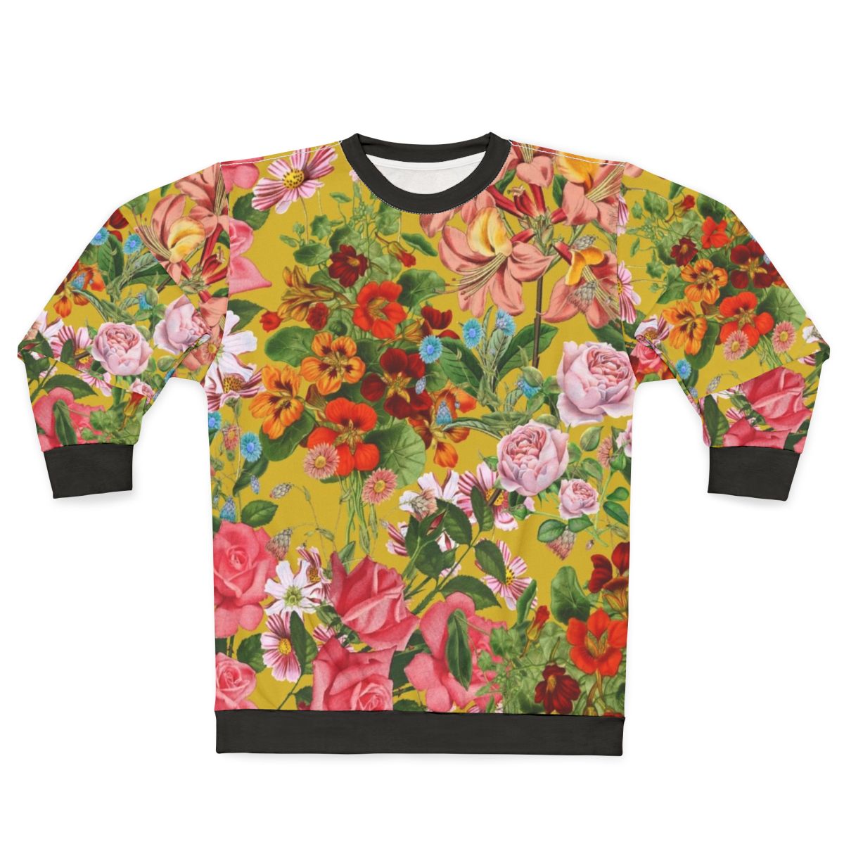 Vintage Botanical Floral Pattern Yellow Sweatshirt