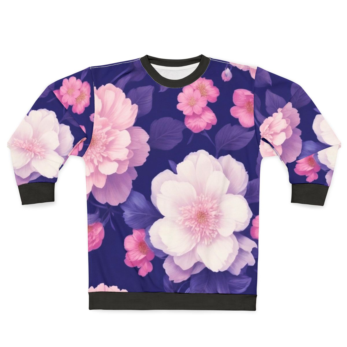 Floral pattern sweatshirt with vintage-inspired flower design