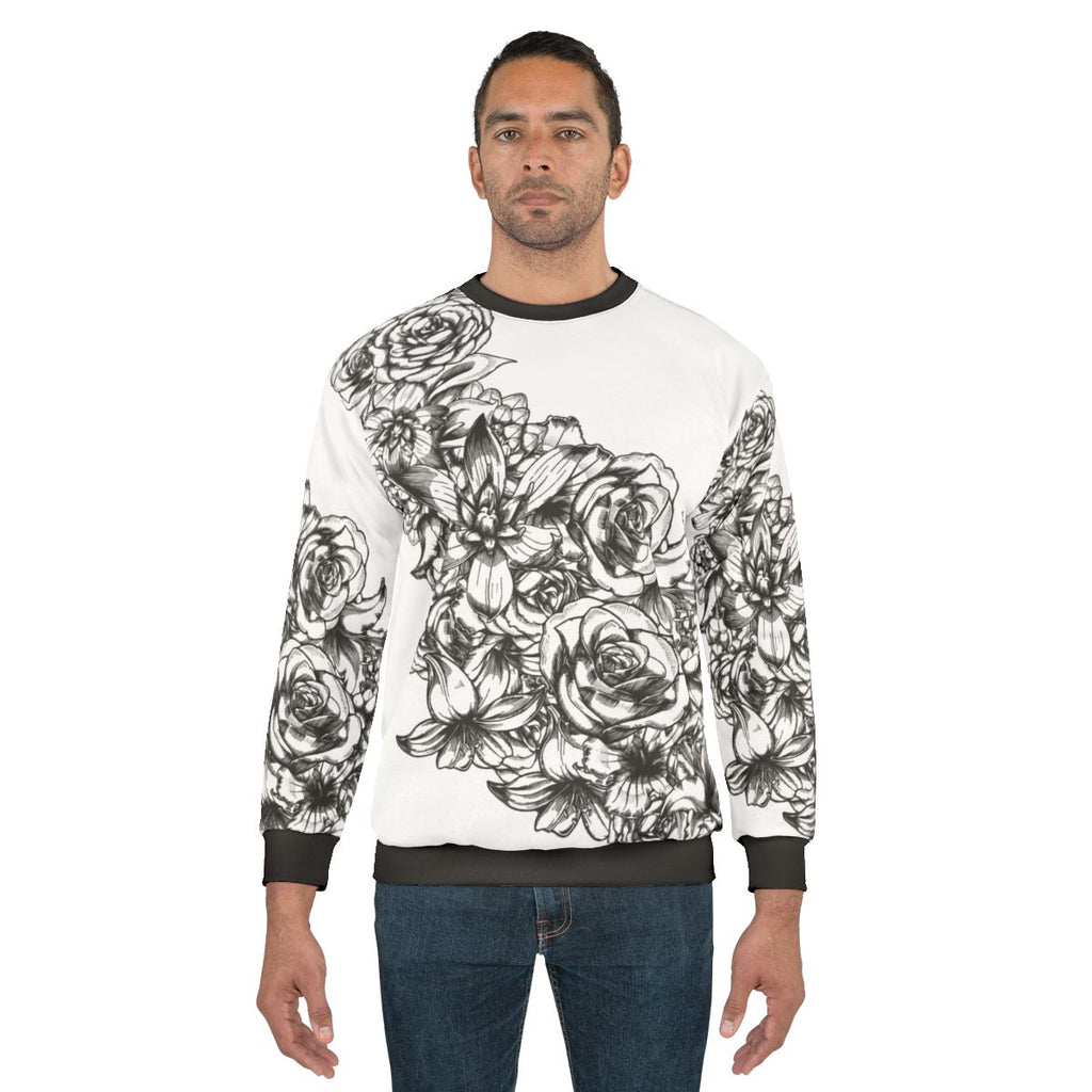 Floral botanical sweatshirt with watercolor print