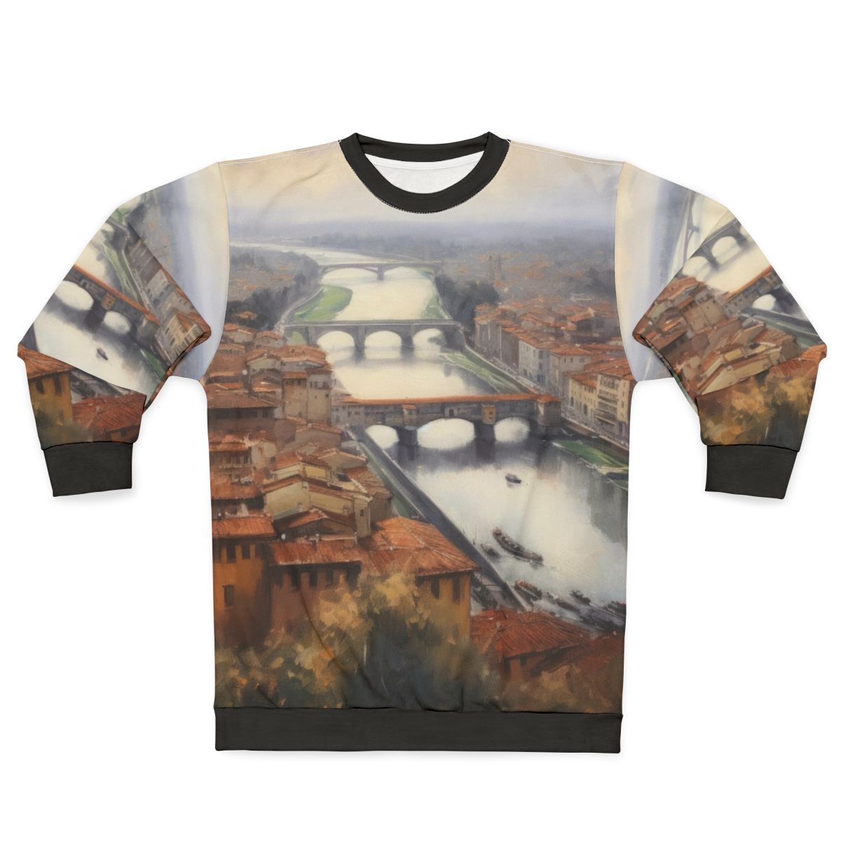 Florence Italy Sweatshirt with Cathedral and Landscape Artwork
