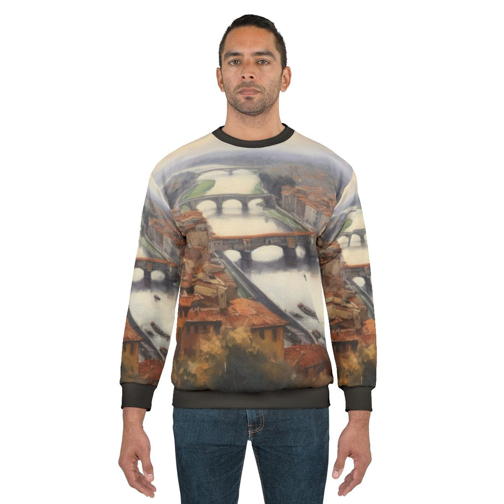 Florence Italy Sweatshirt with Cathedral and Landscape Artwork