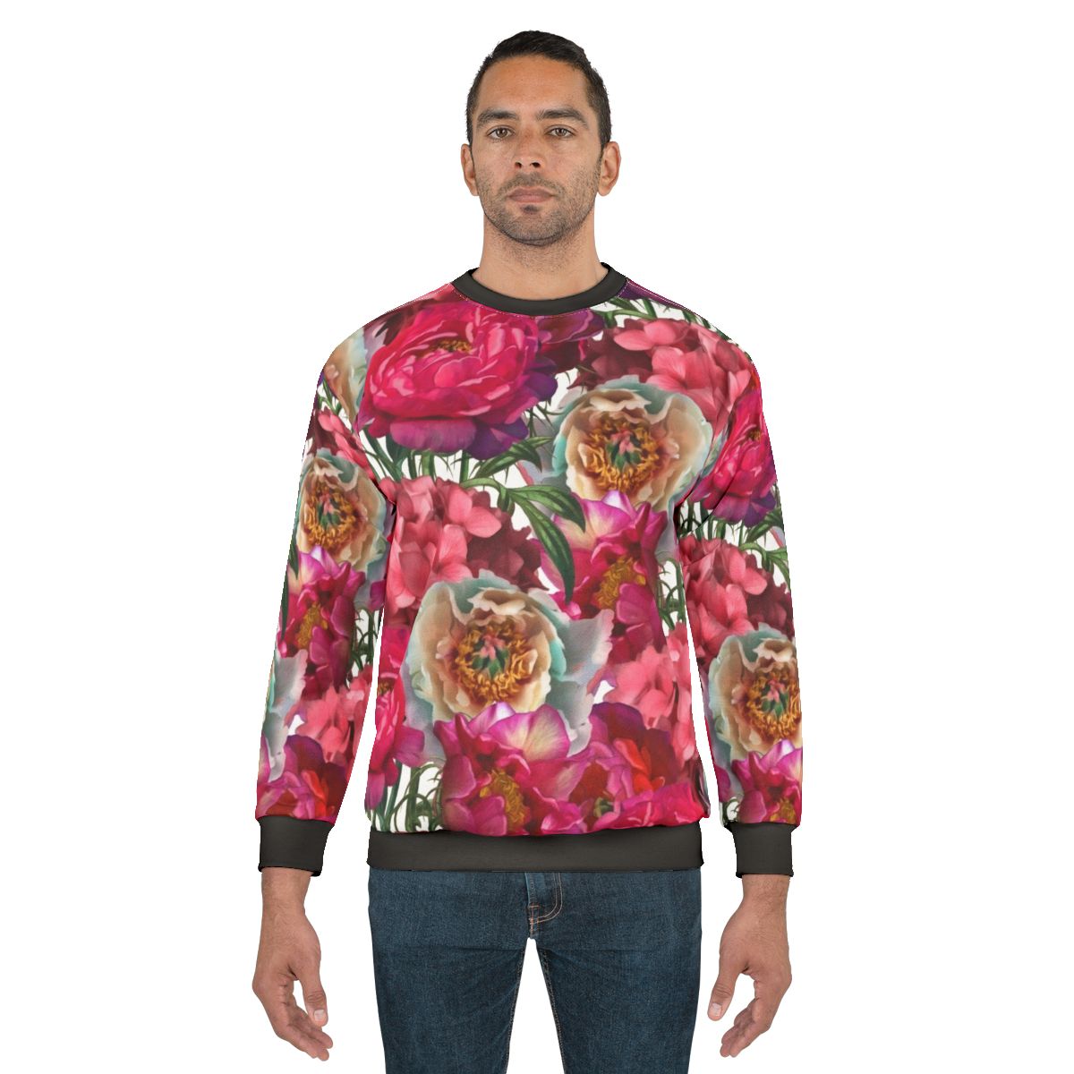 Elegant flower garden sweatshirt with a colorful floral and botanical design