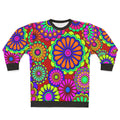 Retro hippy flowers sweatshirt with vibrant floral 60s 70s design