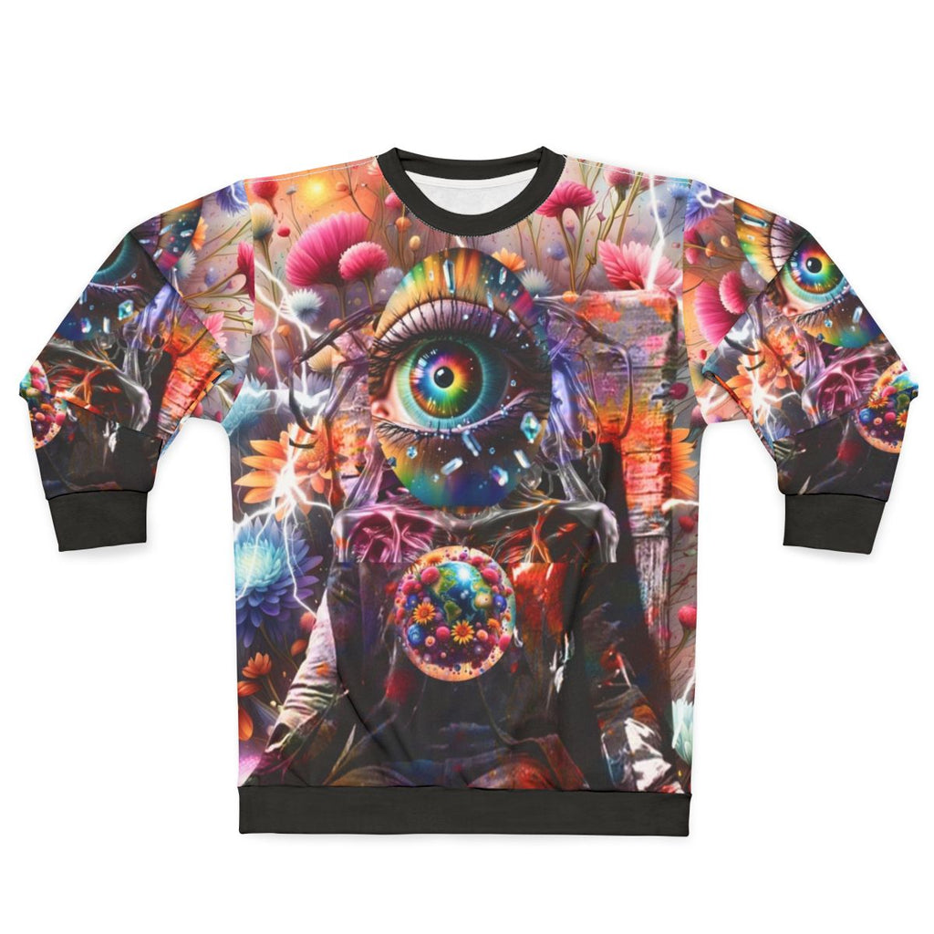Flower Power Sweatshirt featuring vibrant psychedelic and boho design