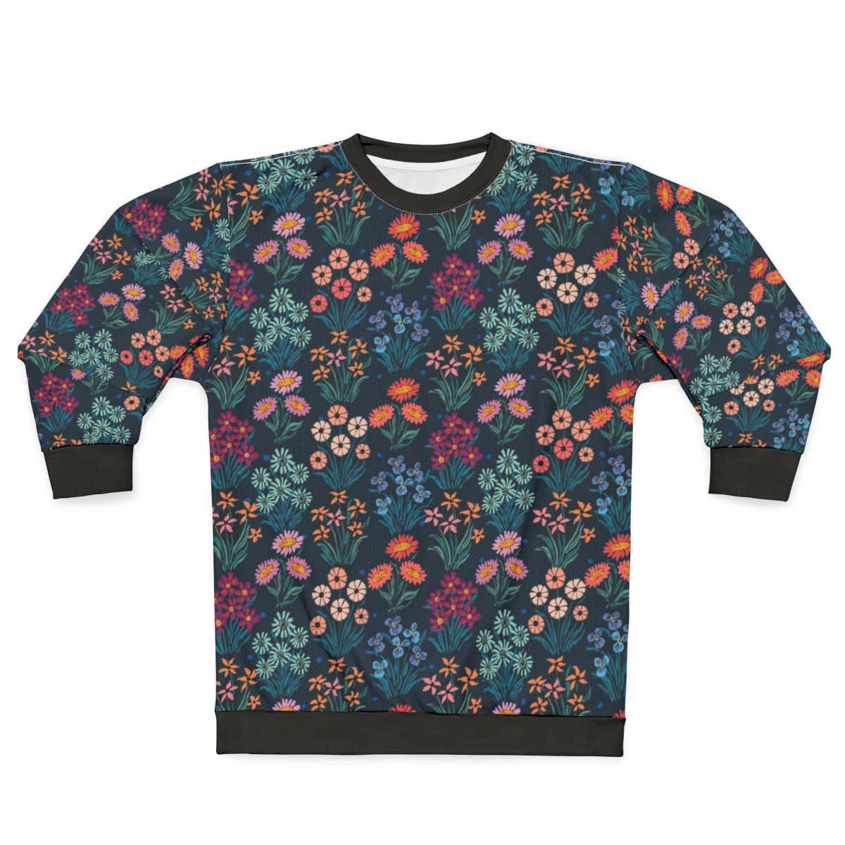 Floral sweatshirt with a blooming flower pattern