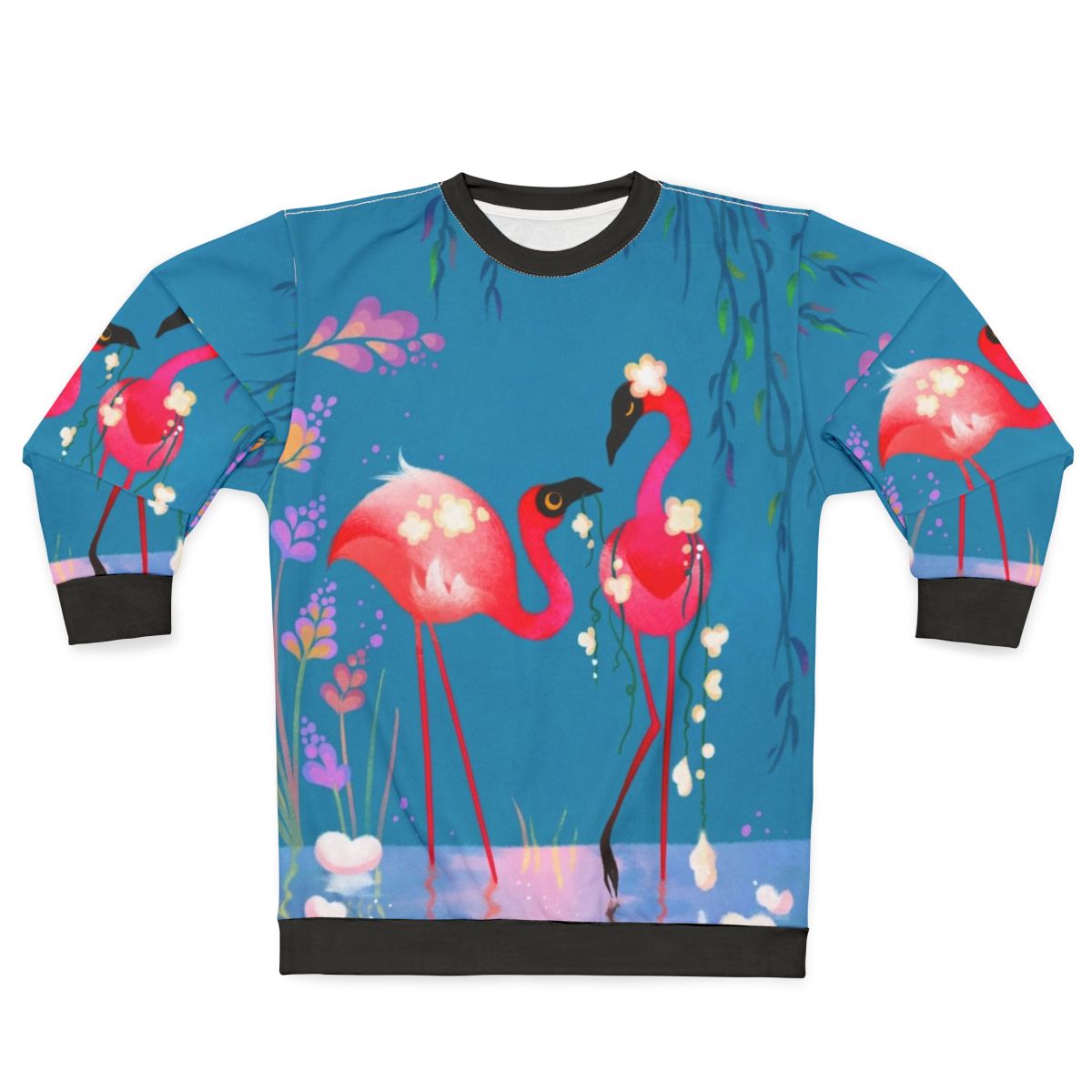 Floral flamingo hooded sweatshirt