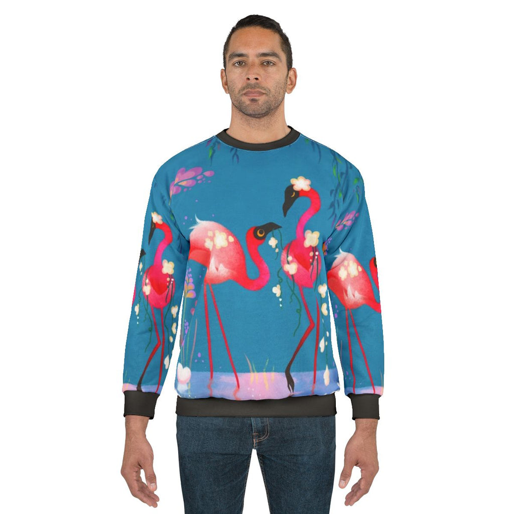 Floral flamingo hooded sweatshirt