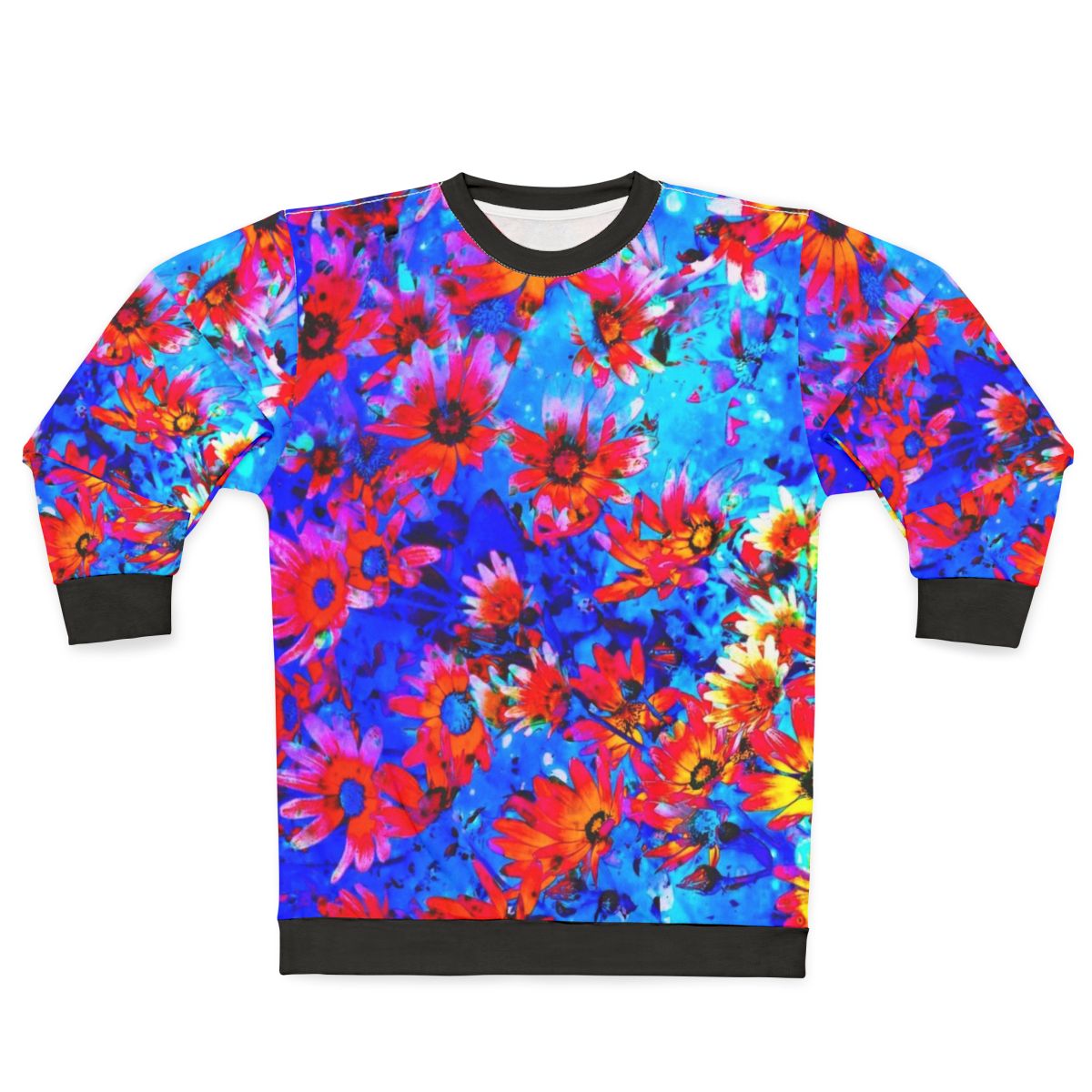Floral sweatshirt with the text "Flowers Awaken the Soul"