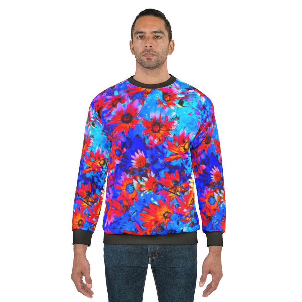 Floral sweatshirt with the text "Flowers Awaken the Soul"