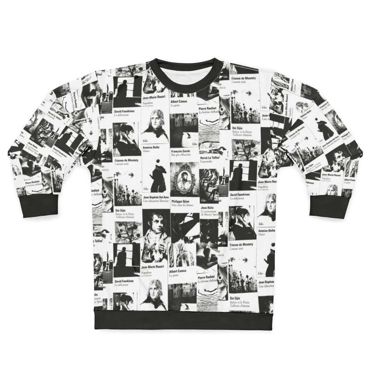 Black and white sweatshirt with 'Folio My Love' minimalist graphic design