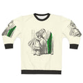 Follow the White Rabbit themed sweatshirt design with Alice in Wonderland and Matrix crossover elements