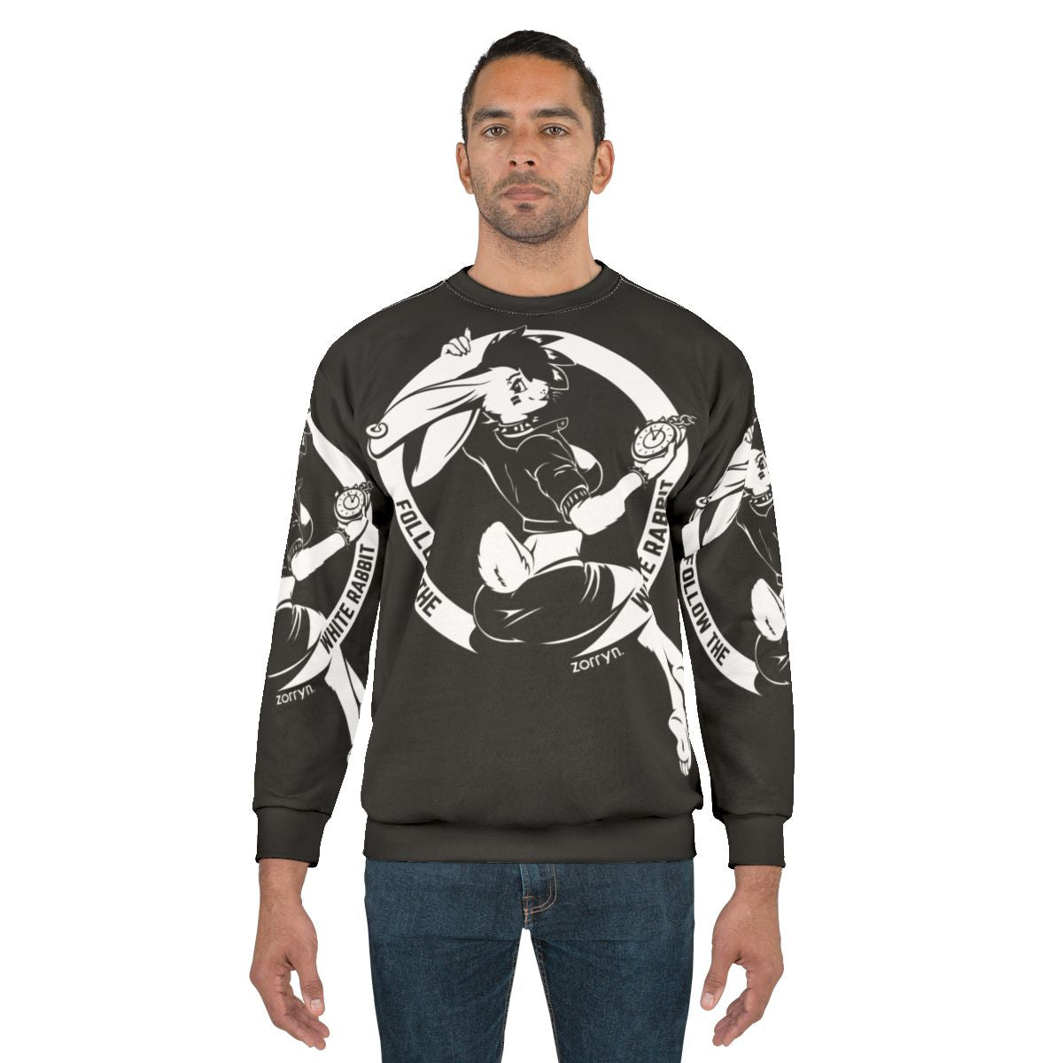 Follow the White Rabbit Psychedelic Alice in Wonderland Sweatshirt