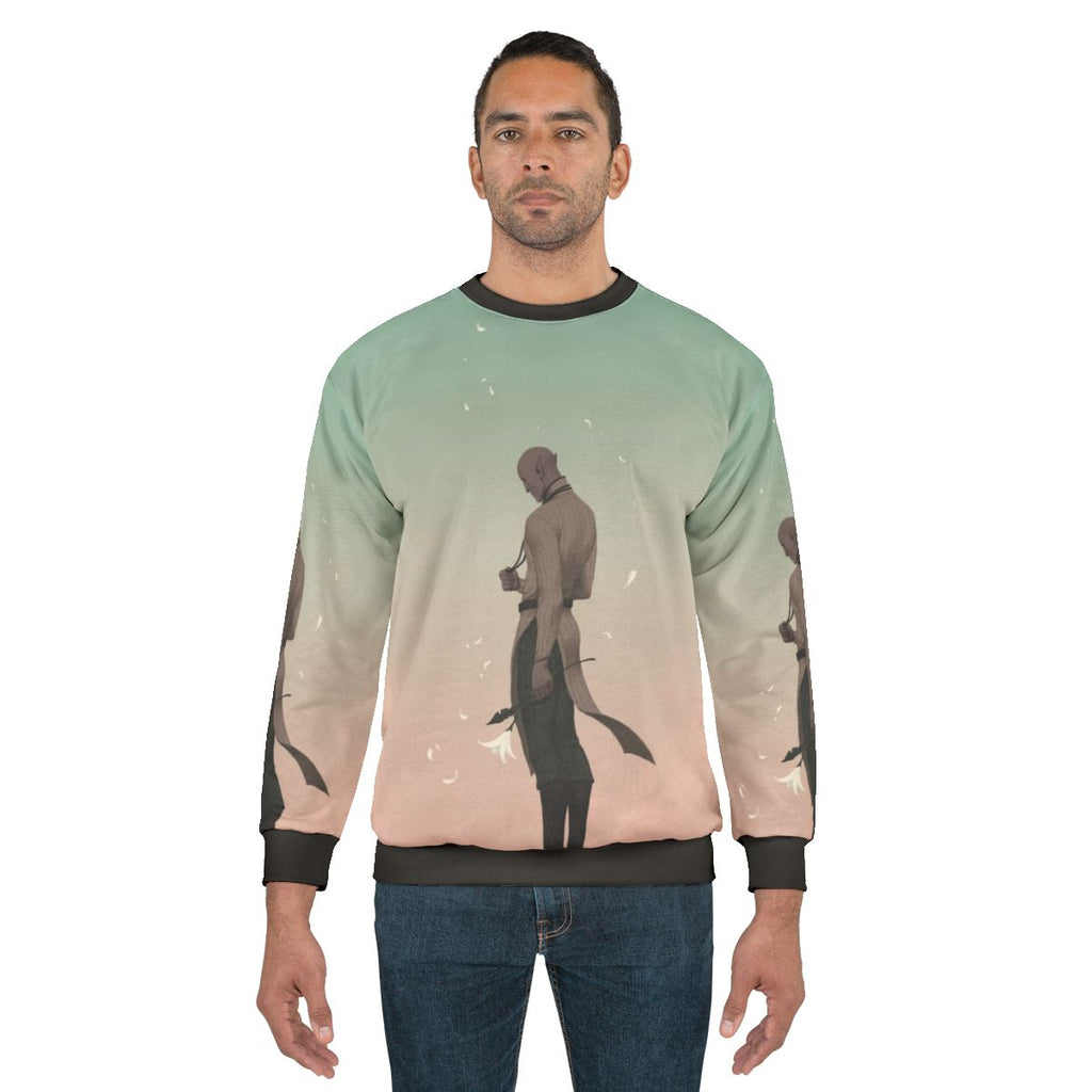 Dragon Age inspired sweatshirt featuring elven romance design