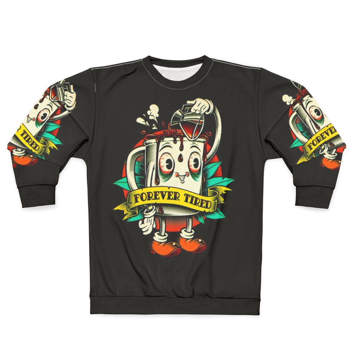 Vintage forever tired coffee mug cartoon character sweatshirt