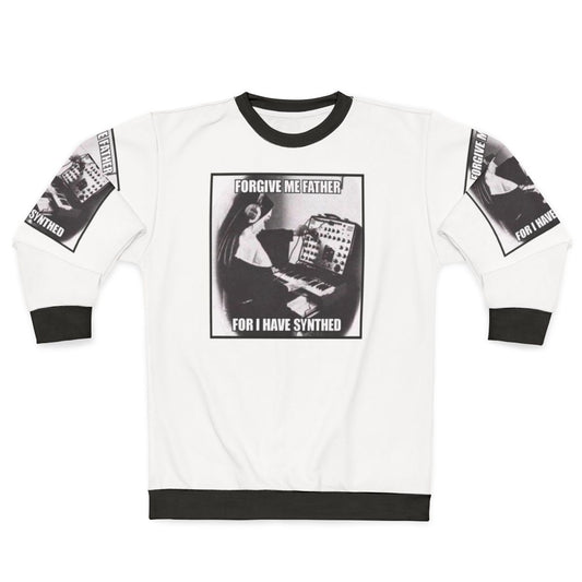 The Weeknd inspired sweatshirt with "Forgive Me Father For I Have Synthed Sinned" text
