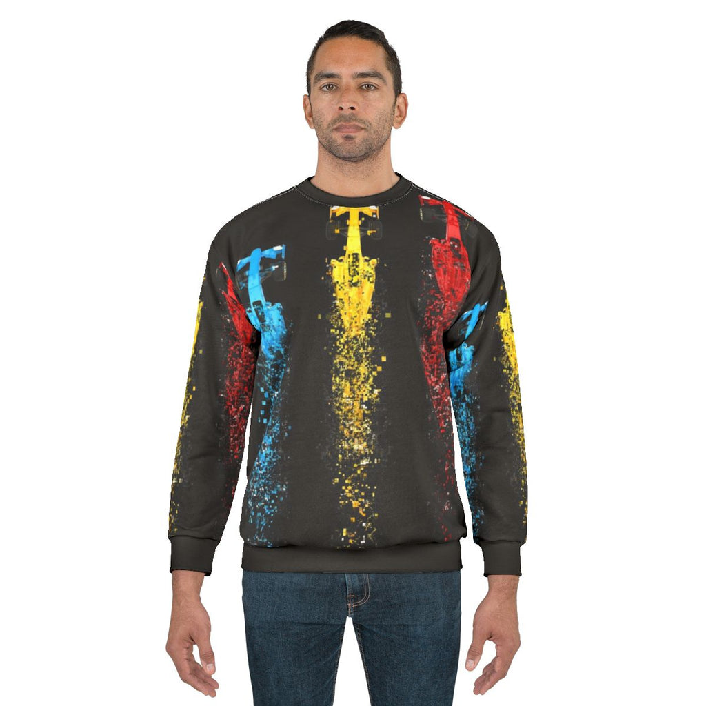 Formula 1 racing sweatshirt with checkered flag design