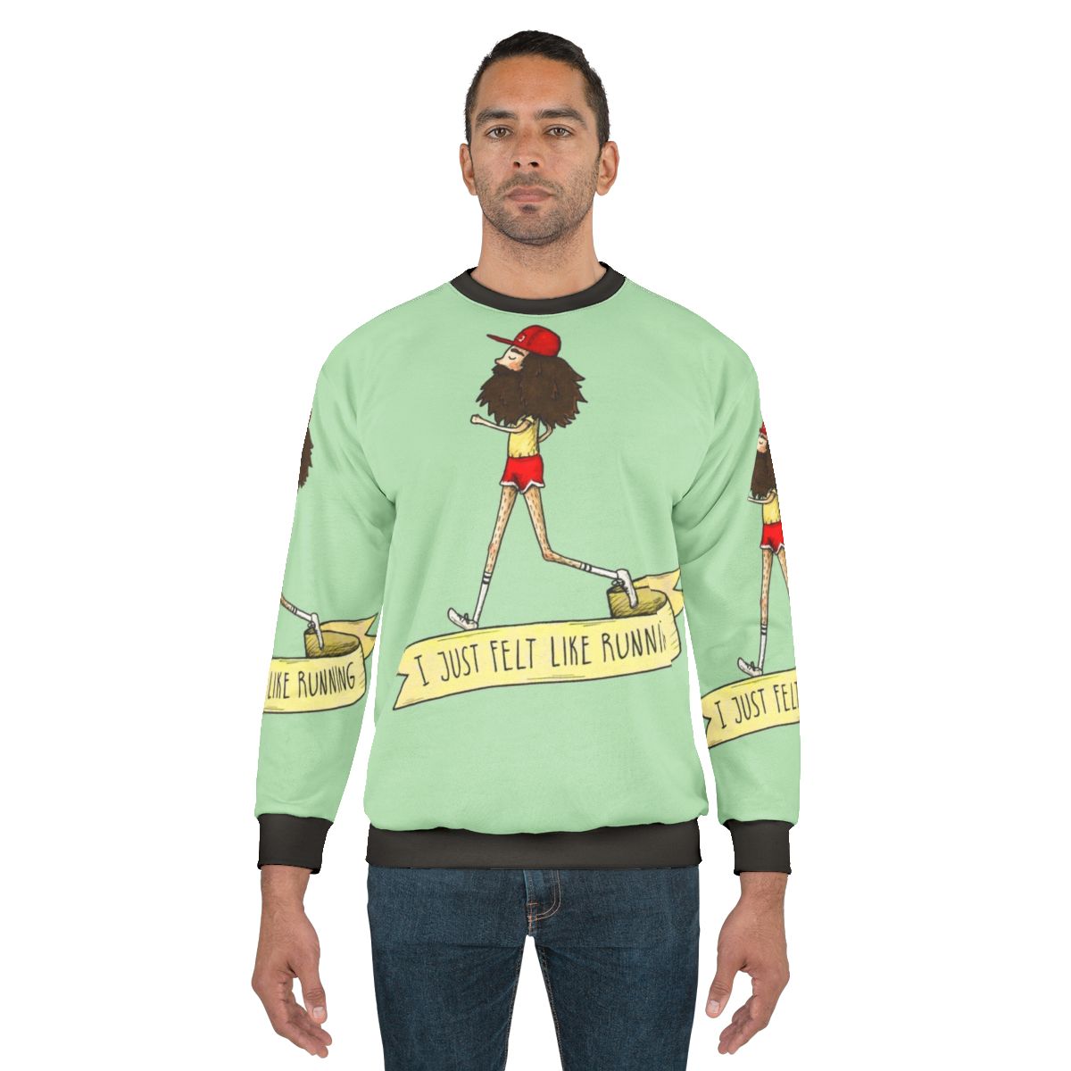 Forrest Gump inspired sweatshirt with quote "I Just Felt Like Running"
