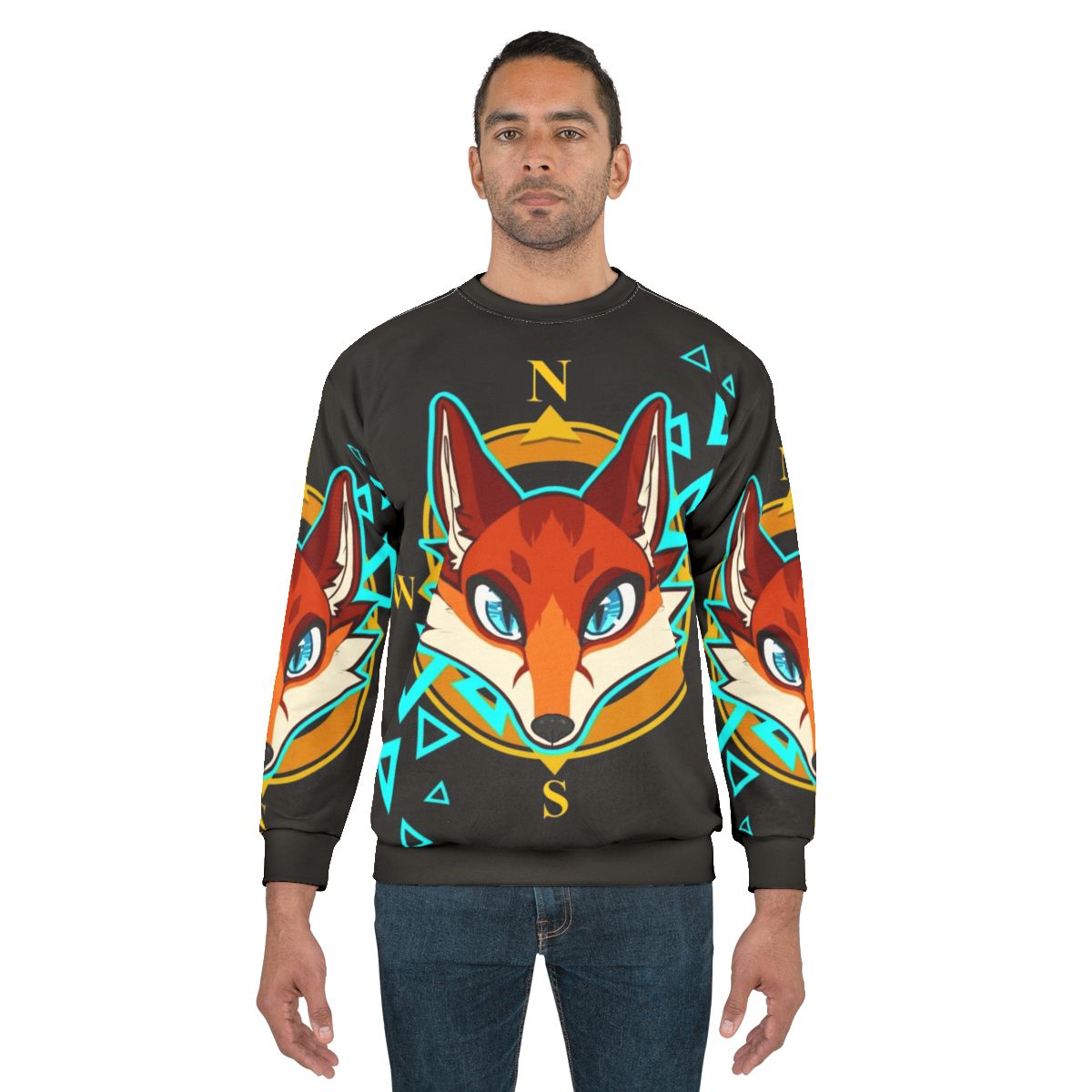 Fox head design hooded sweatshirt