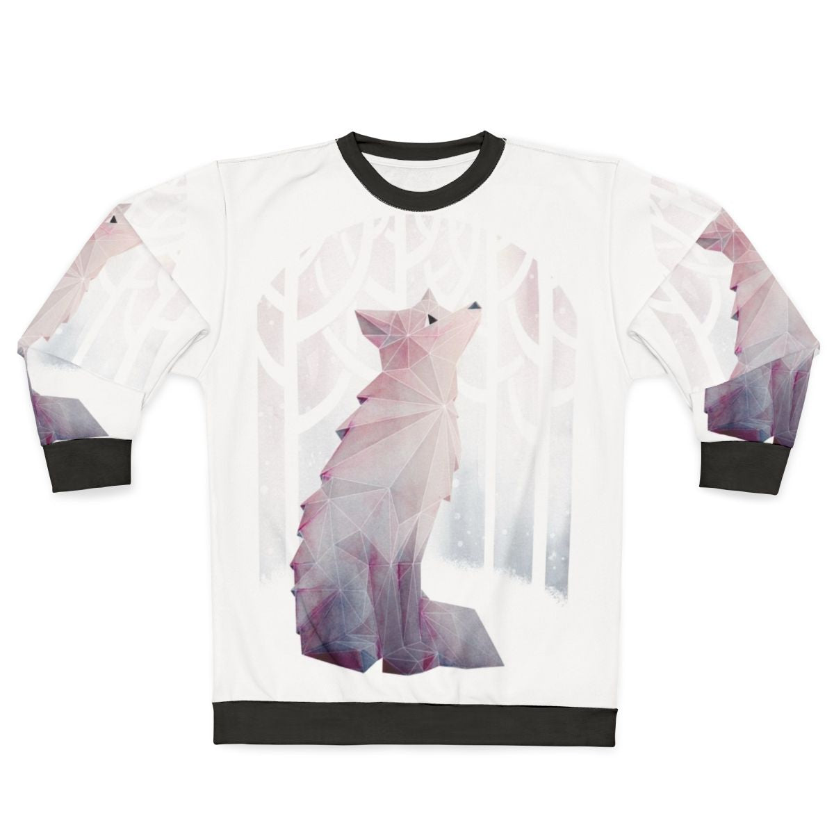 Fox in the snow geometric design sweatshirt