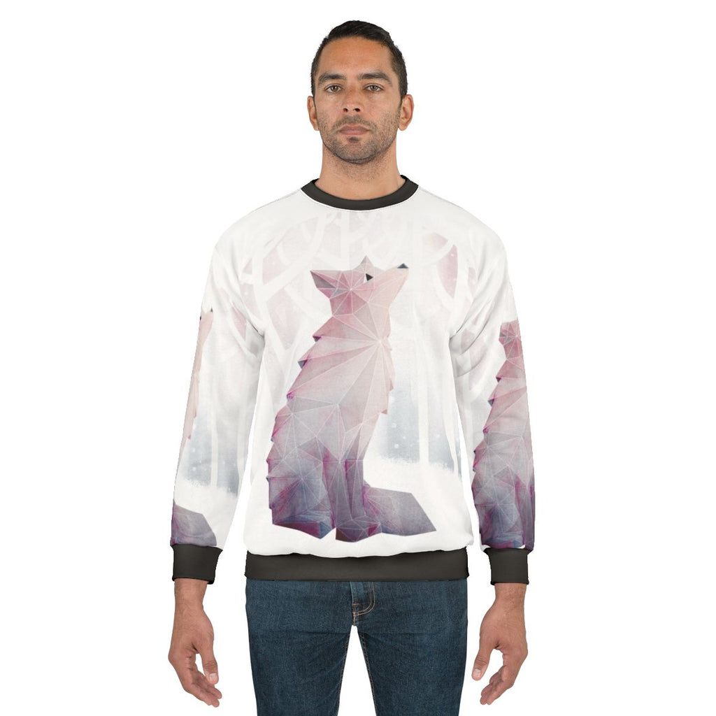 Fox in the snow geometric design sweatshirt
