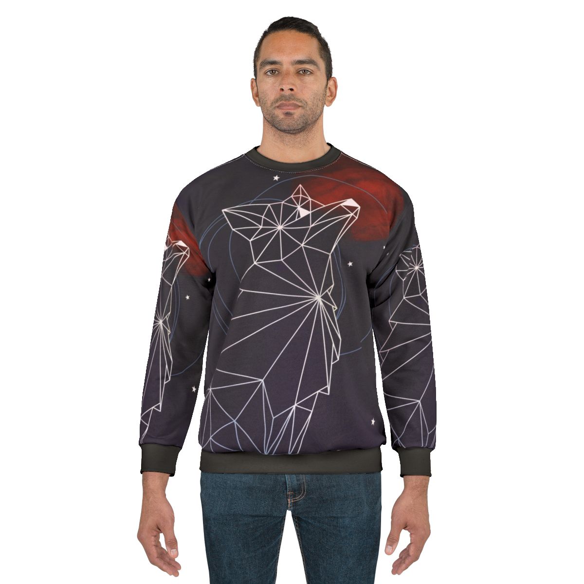 Cosmic fox in the stars watercolor design sweatshirt
