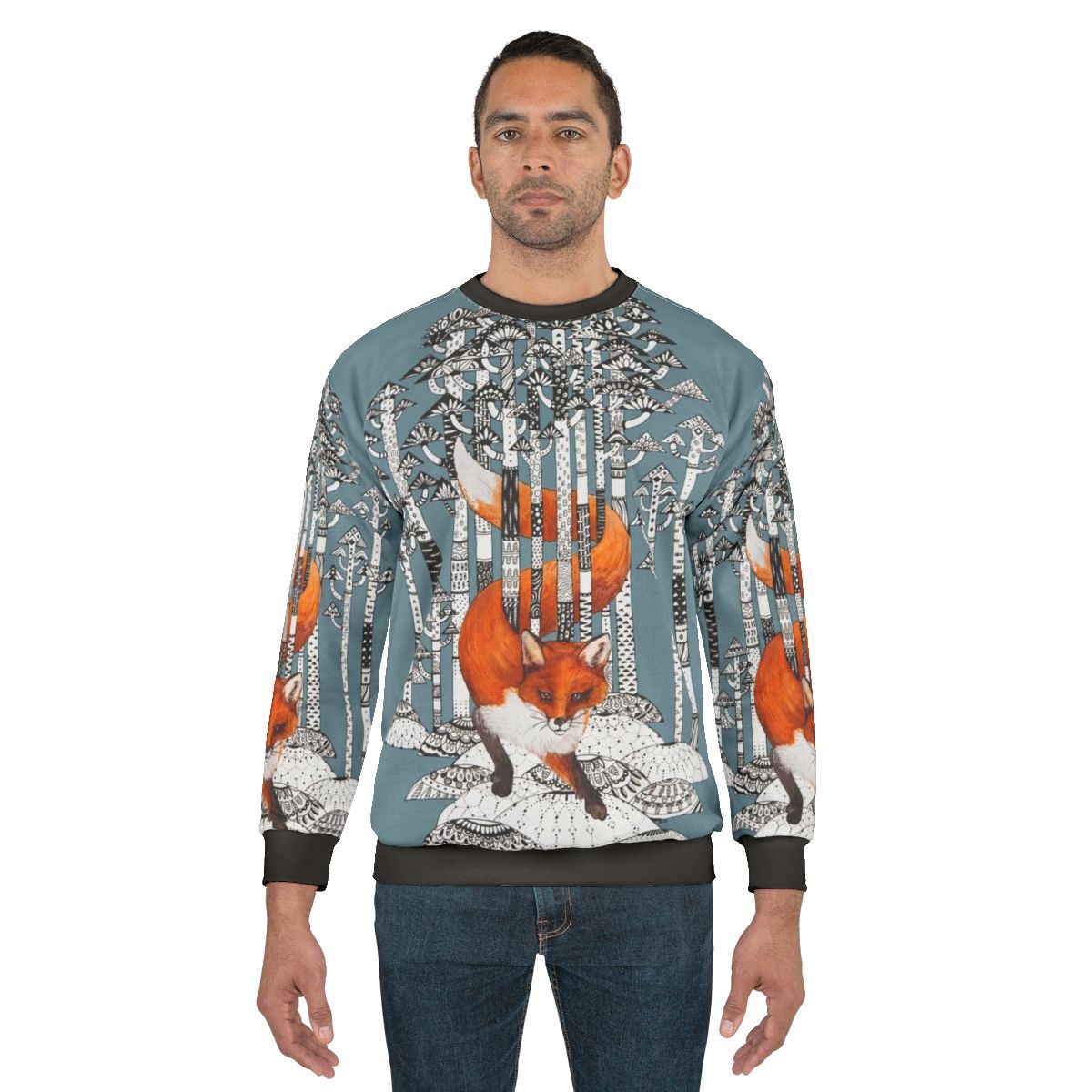 Warm and cozy fox graphic sweatshirt for outdoor winter activities