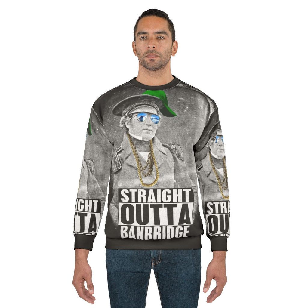 Vintage black and white parody sweatshirt featuring Francis Crozier, the Franklin Expedition, and the British Empire