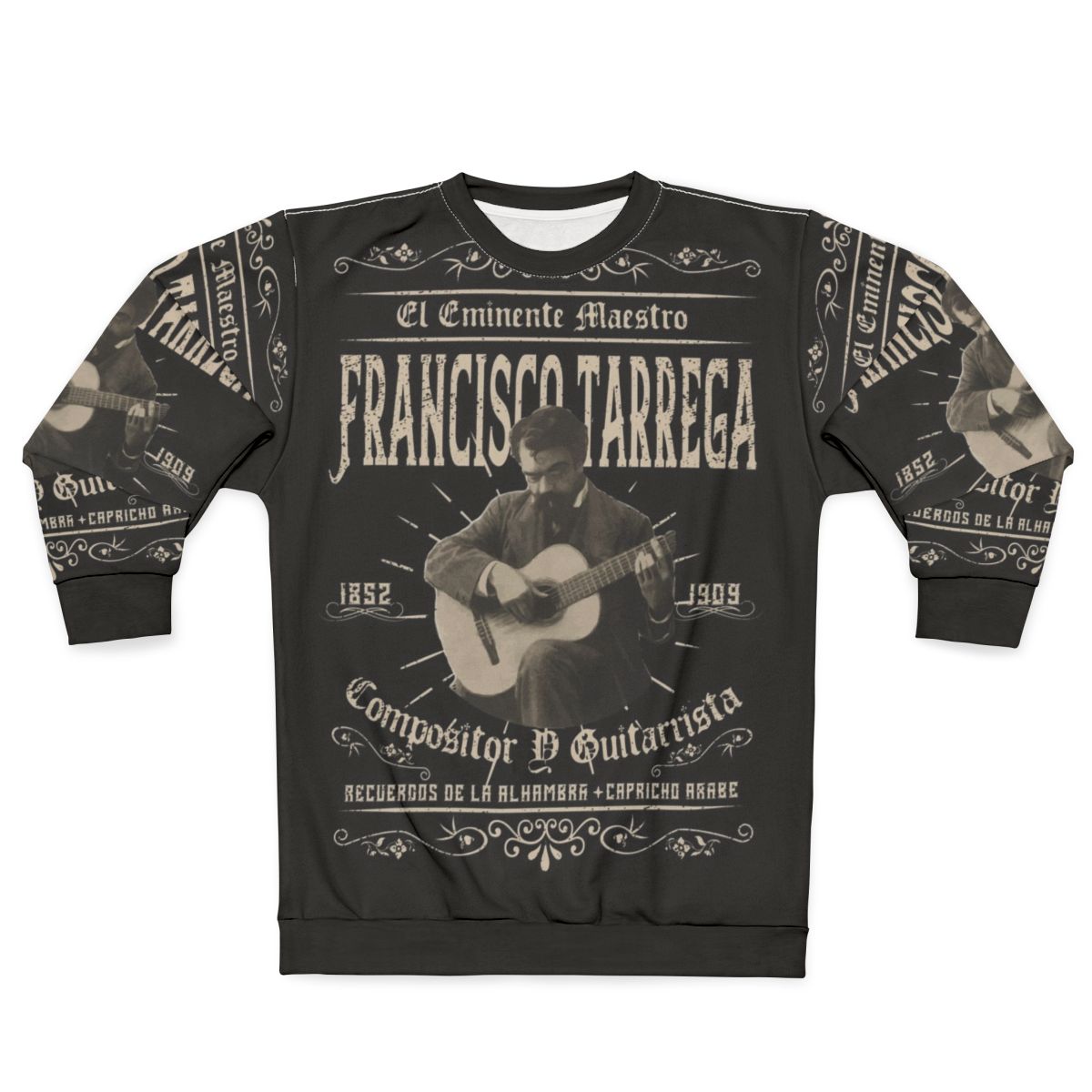 Francisco Tarrega Classical Guitar Composer Sweatshirt