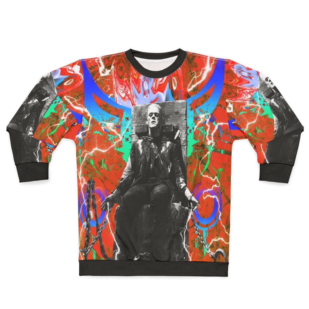 Frankenstein sweatshirt with retro horror movie inspired graphic design