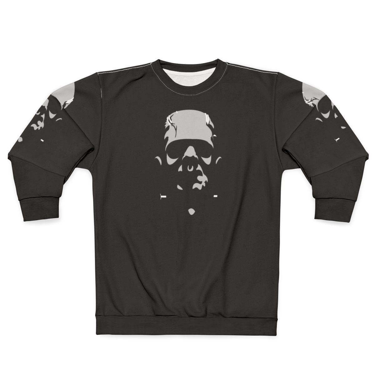 Frankenstein monster graphic on a cozy black sweatshirt