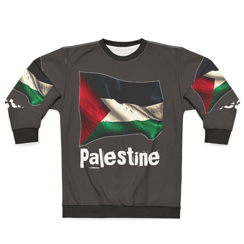 Free Palestine Sweatshirt displaying the Palestinian flag