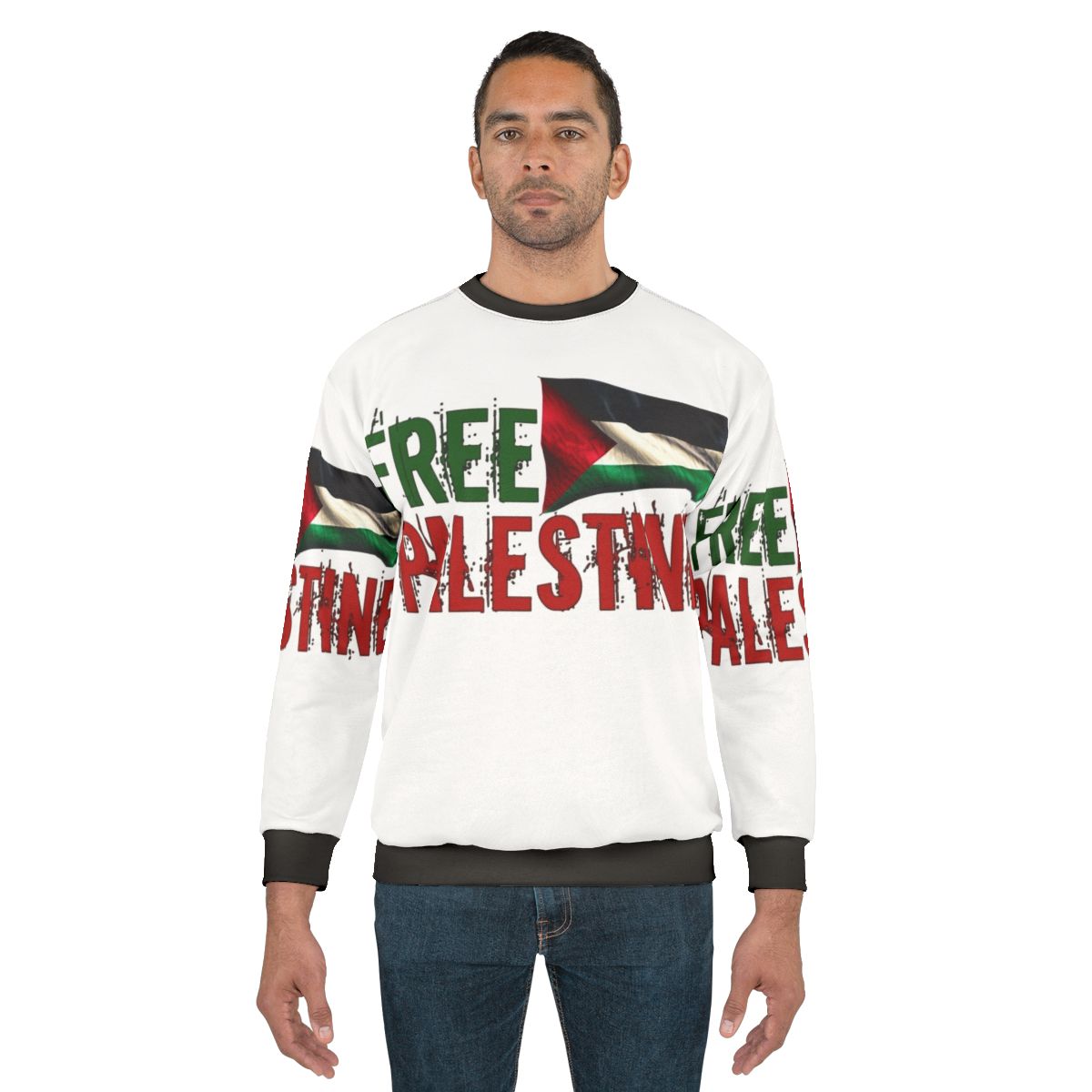 Free Palestine Sweatshirt with Palestinian Flag Design
