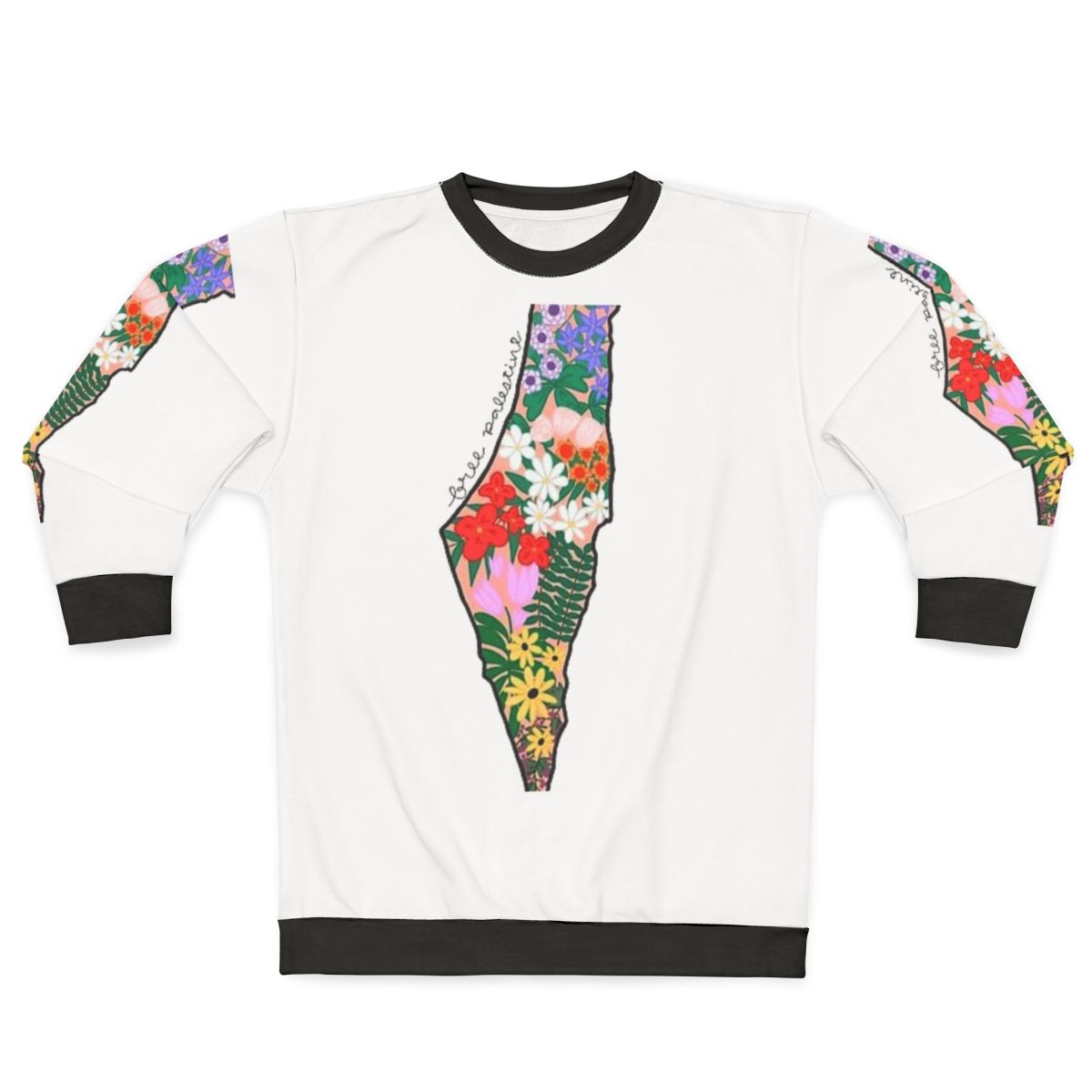 Sweatshirt with "Free Palestine" design supporting the Palestinian people