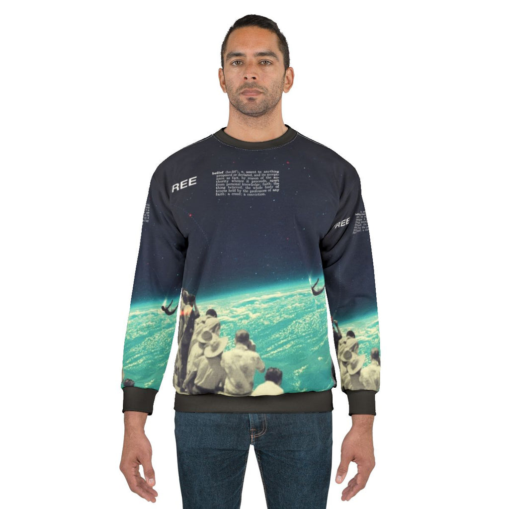 Free vintage surreal space sweatshirt with collage design