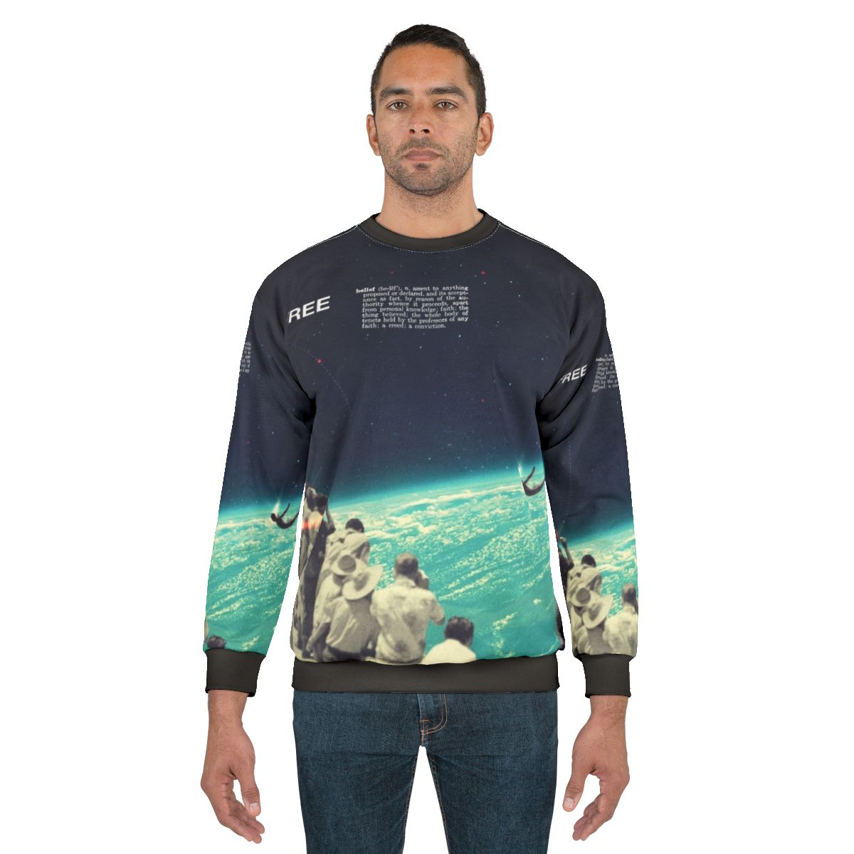 Free vintage surreal space sweatshirt with collage design