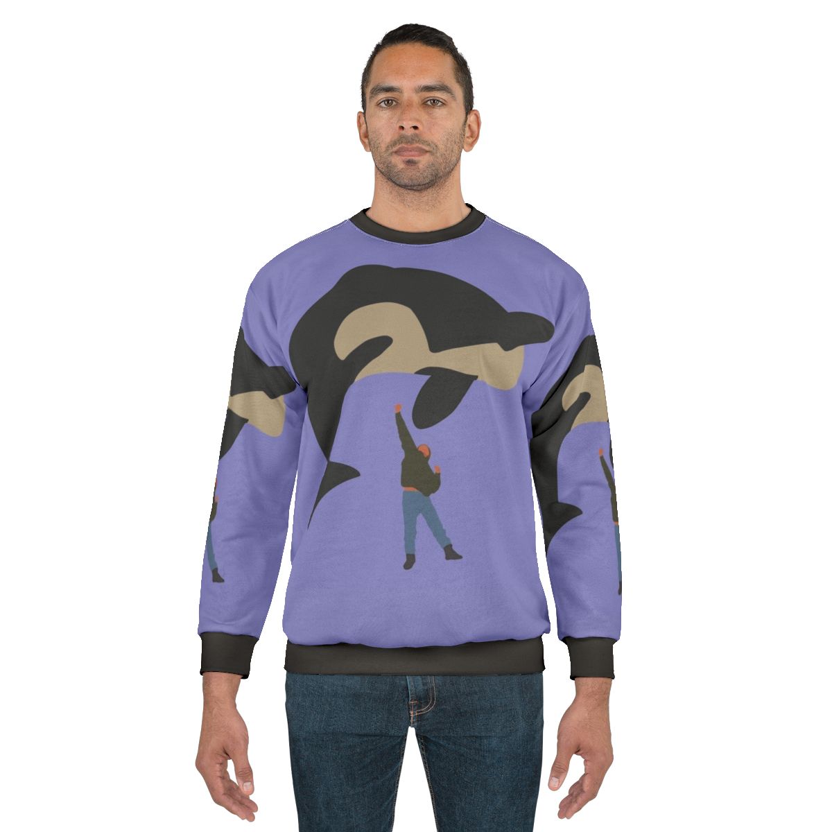 Free Willy movie orca graphic on a minimalist sweatshirt