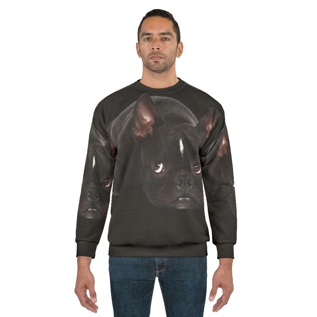 French Bulldog wearing a comfortable and fashionable sweatshirt