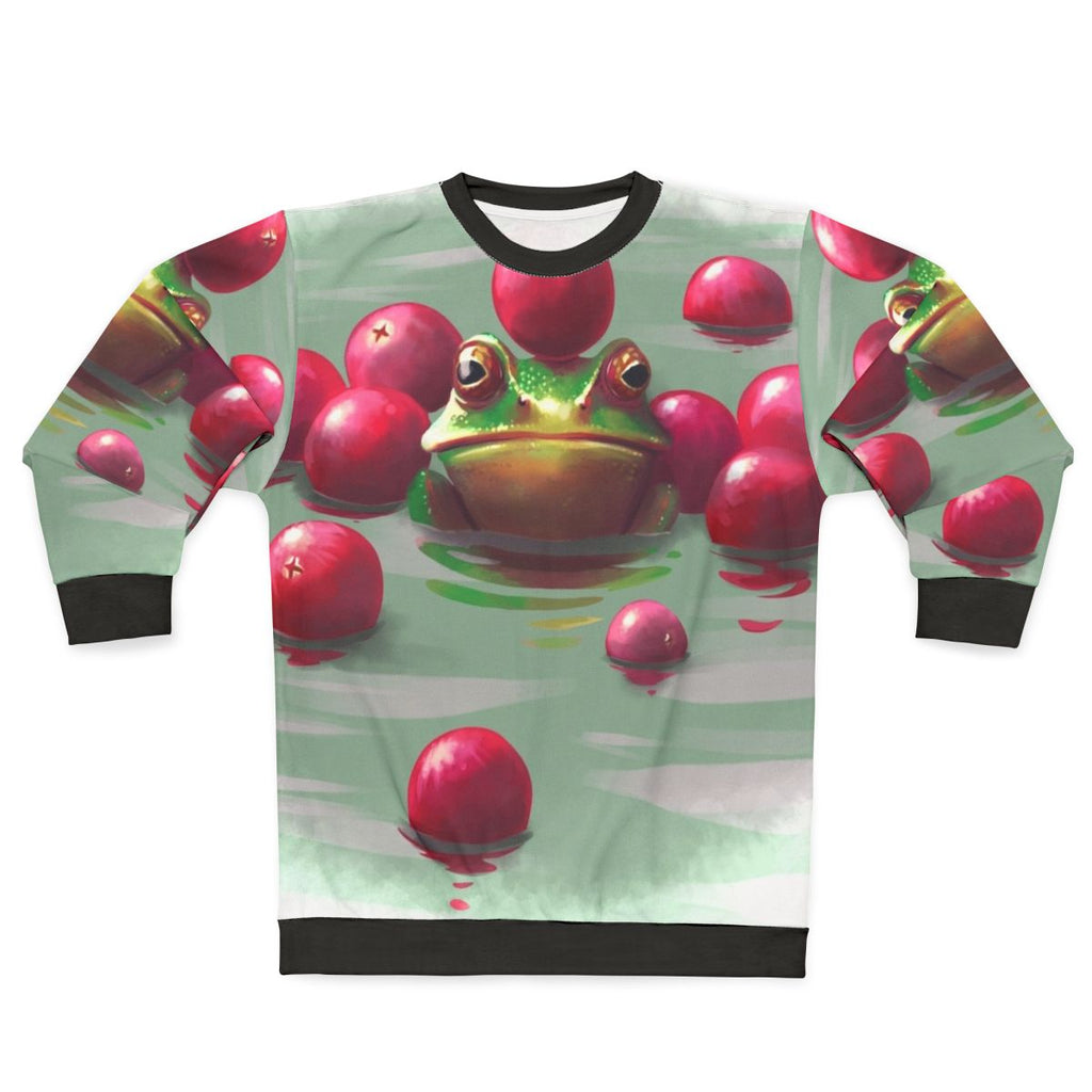 Colorful frog and cranberries autumn sweatshirt