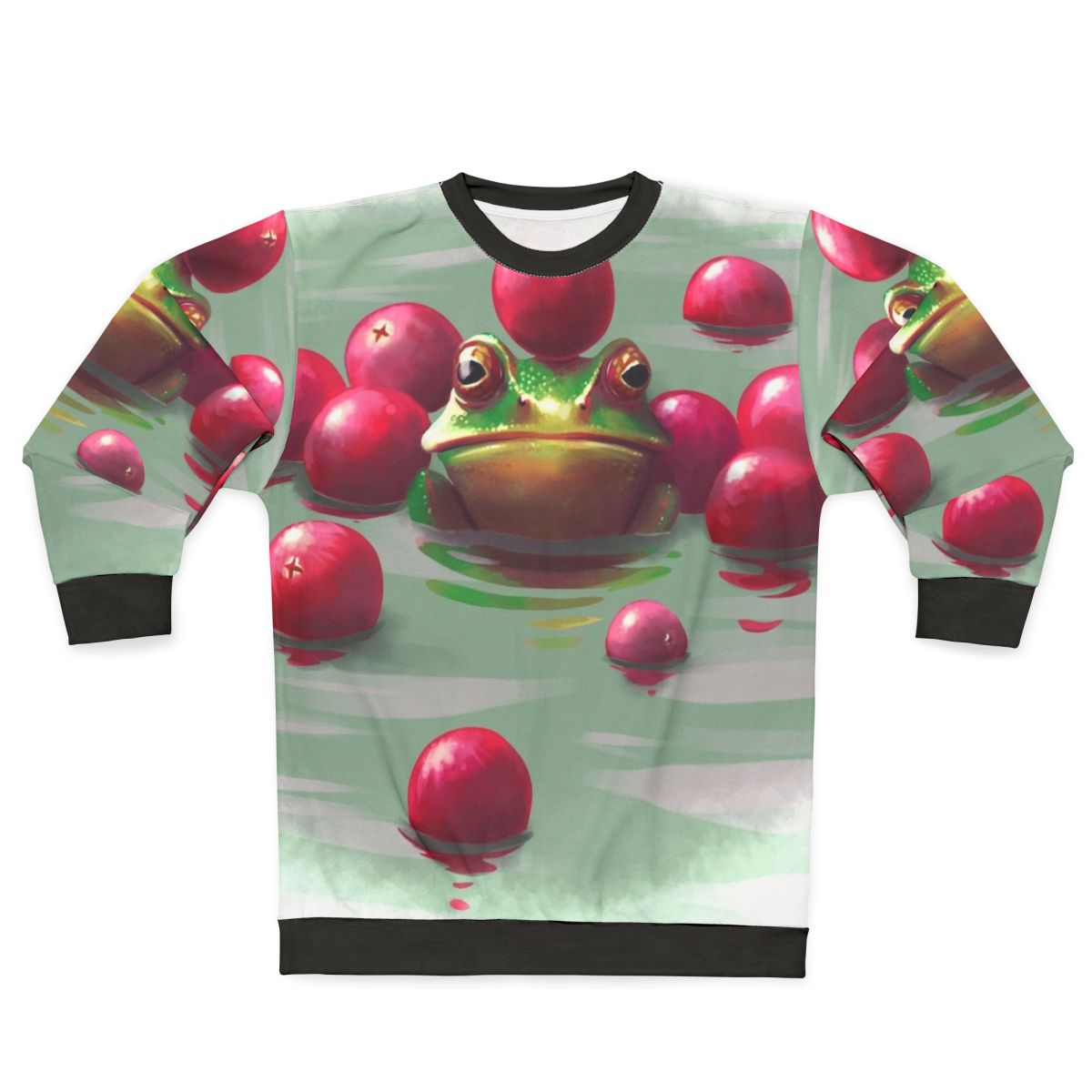 Colorful frog and cranberries autumn sweatshirt