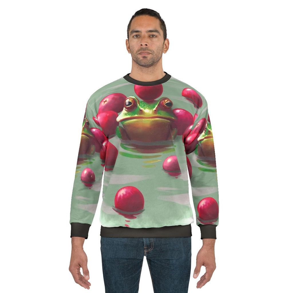 Colorful frog and cranberries autumn sweatshirt