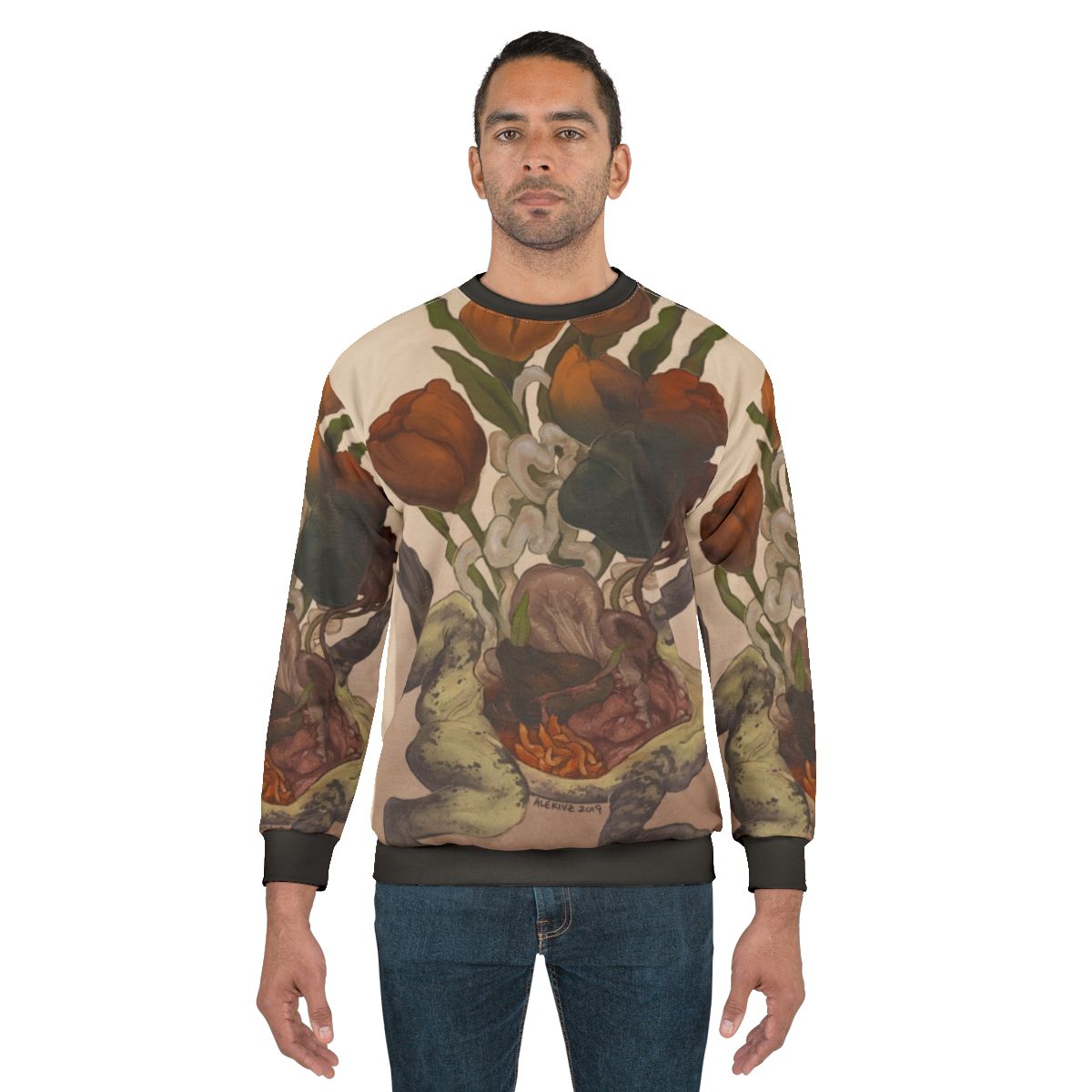 Frog dissection sweatshirt with scientific illustration of frog anatomy