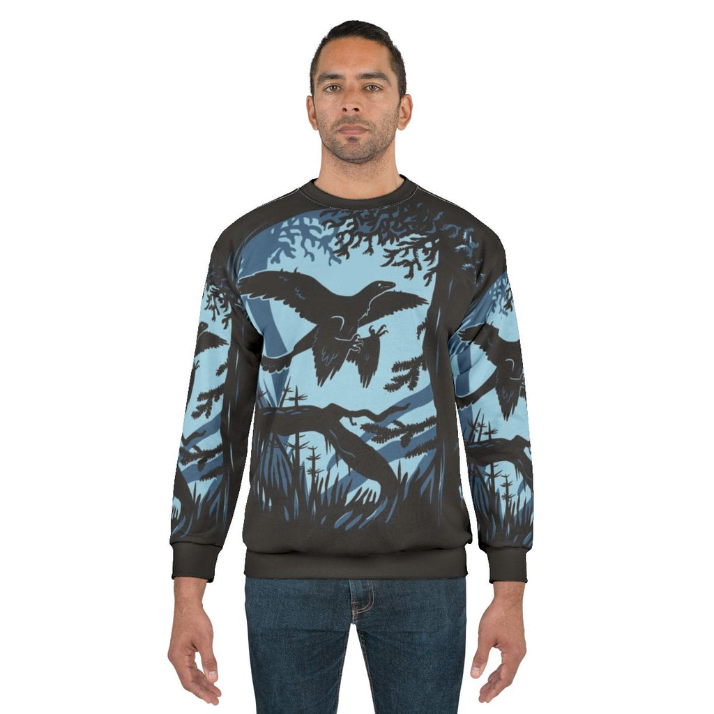 Microraptor feathered dinosaur graphic sweatshirt