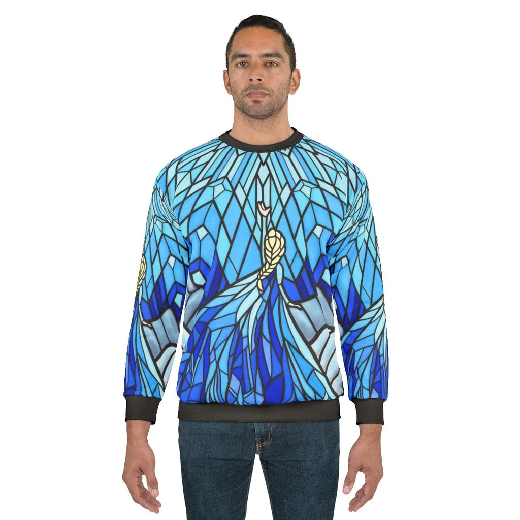 Frozen fractals in a stained glass window sweatshirt design