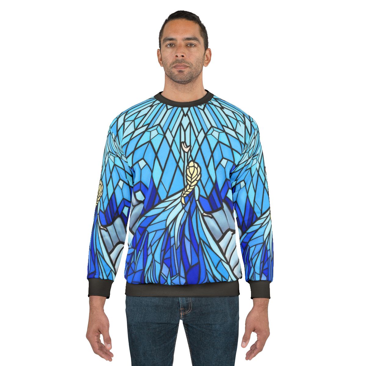 Frozen fractals in a stained glass window sweatshirt design
