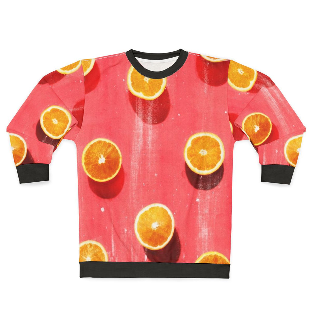 Fruit print sweatshirt, colorful graphic pullover