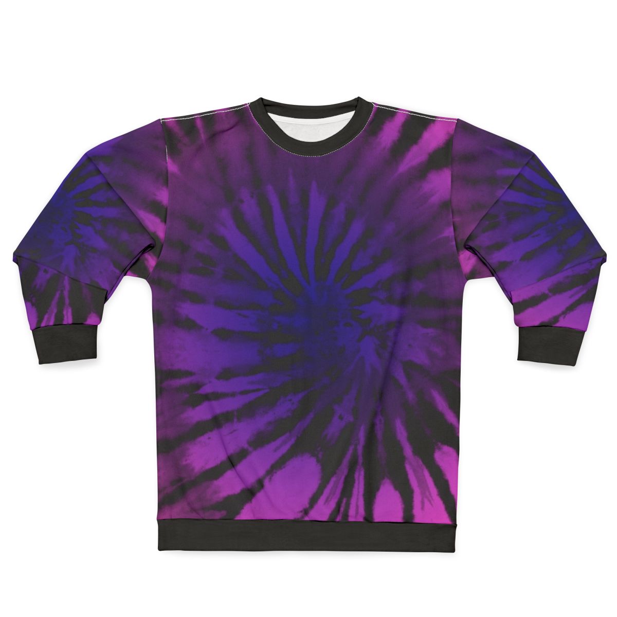 Fuchsia and purple tie dye pattern sweatshirt with bohemian, psychedelic design