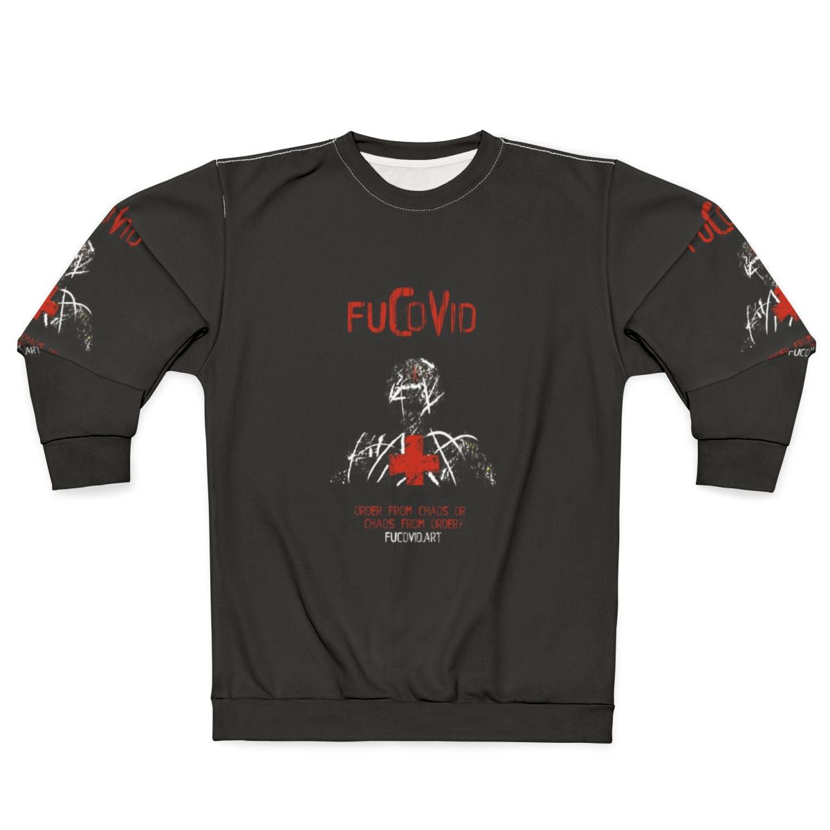 Fucovid Covid-19 Abstract Sculpture Head Sweatshirt